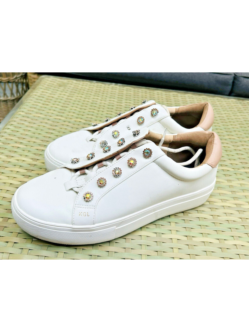 Kurt Geiger London Women's Low Top Lace-Up Sneakers Rhinestone US 10 UK 8 EU 41